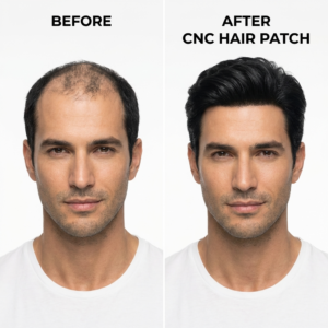 European CNC hair patch before after Bangalore